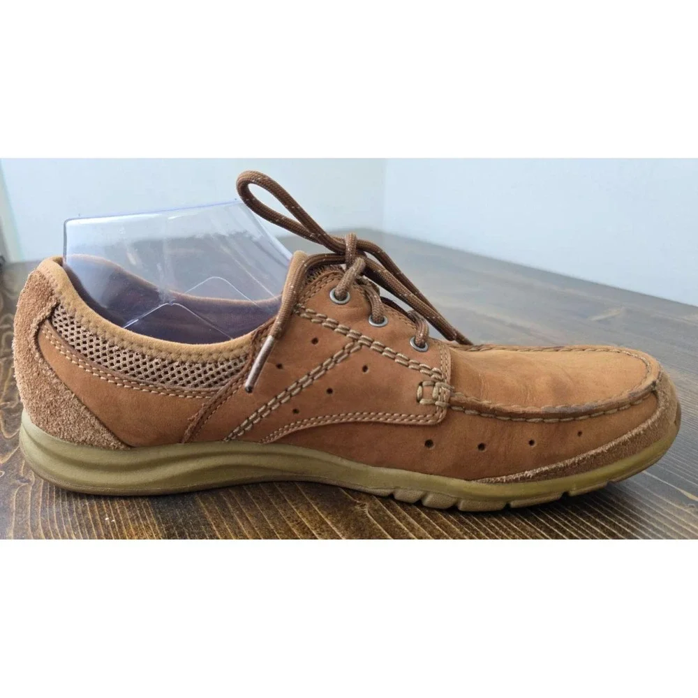 Clarks Men's Boat Shoes Size 9 M Brown Leather Slip On‎ Lace Up Comfort Loafers